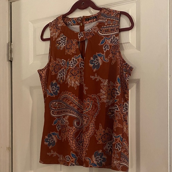 storybuk Tops - Storybuk Paisley Sleeveless Top - Rust and Blue